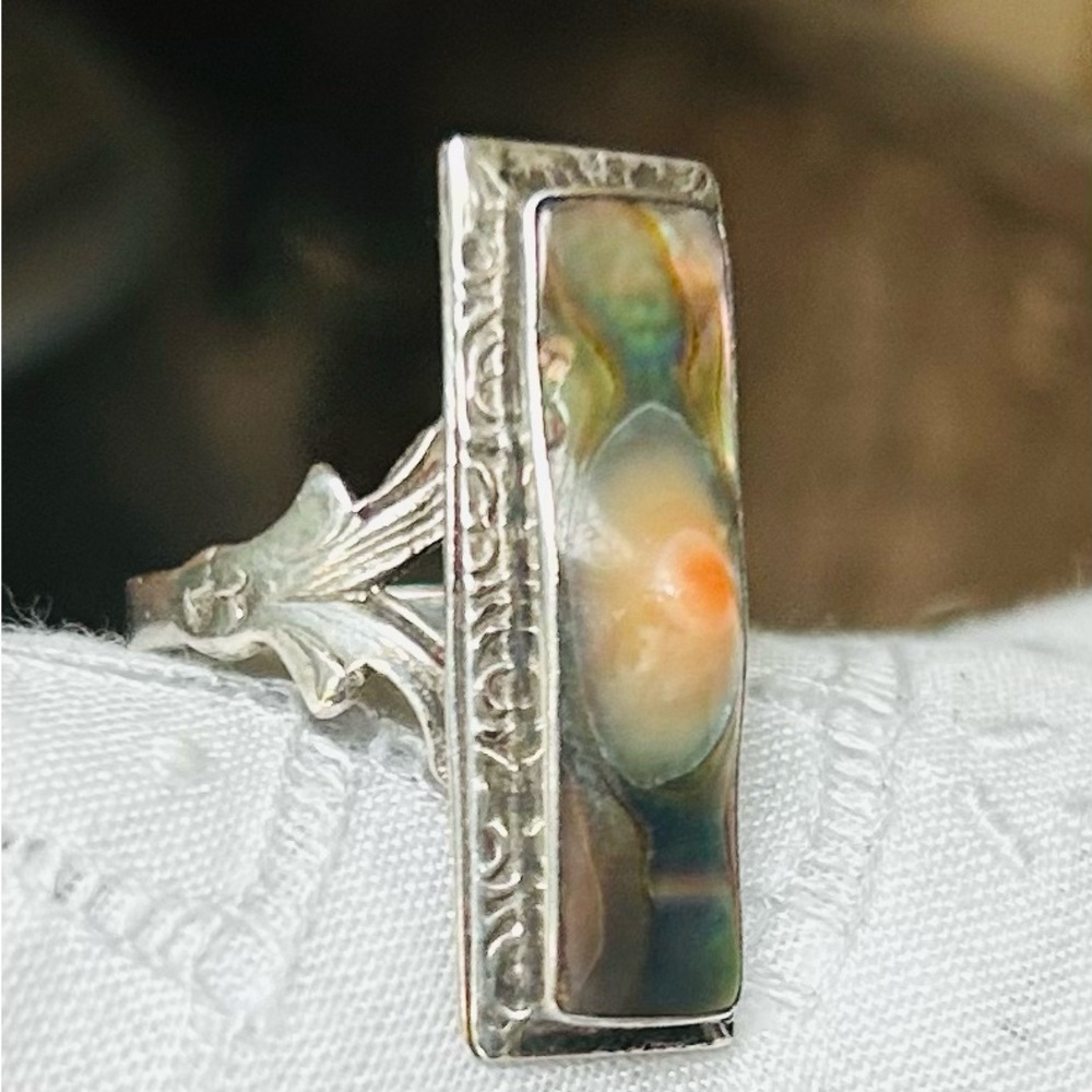 Antique Sterling Blister Pearl Ring - Picture 2 of 11